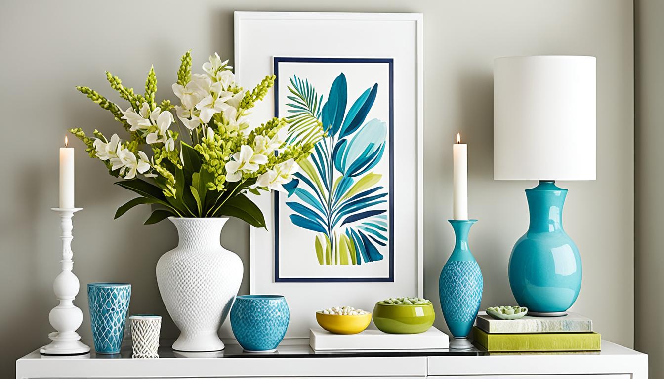 dekoracje na białej komodzie