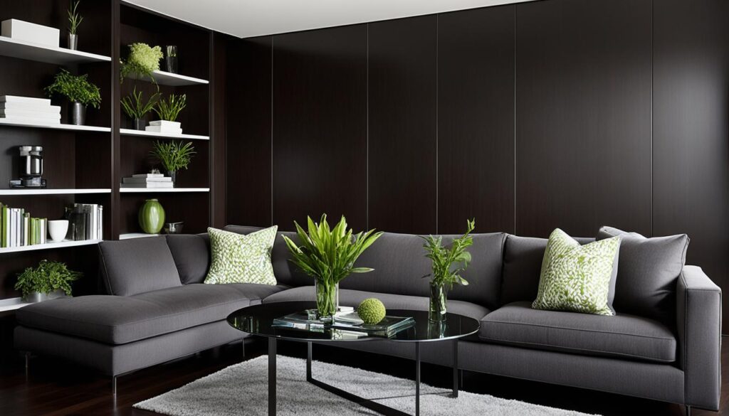 ciemne panele z ciemnymi meblami ciemne panele z ciemnymi meblami