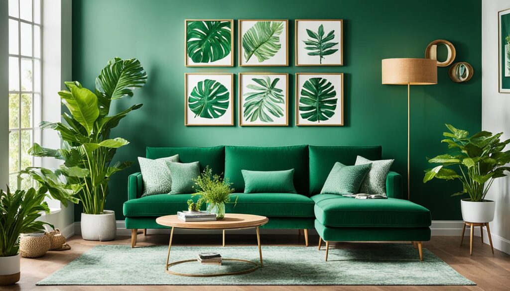 dekoracje w kolorze butelkowej zieleni