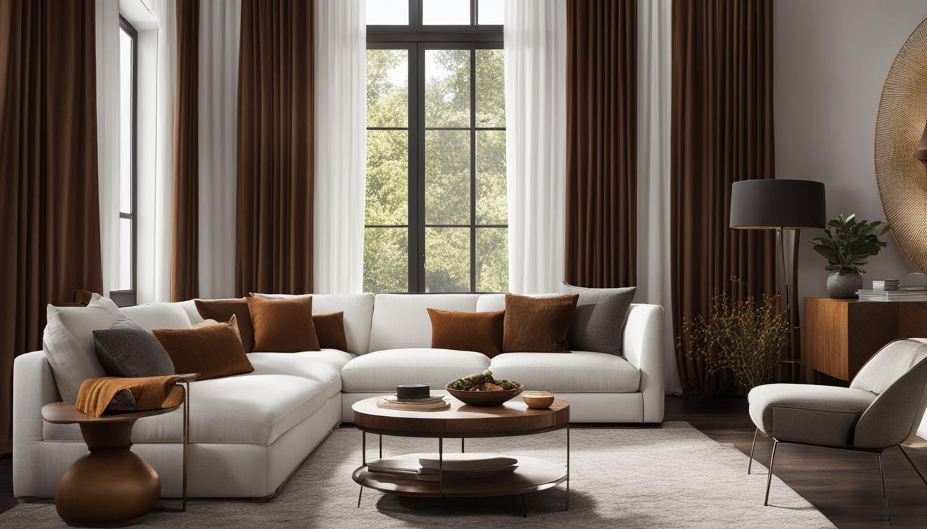 jakie zasłony do białych ścian i brązowych mebli