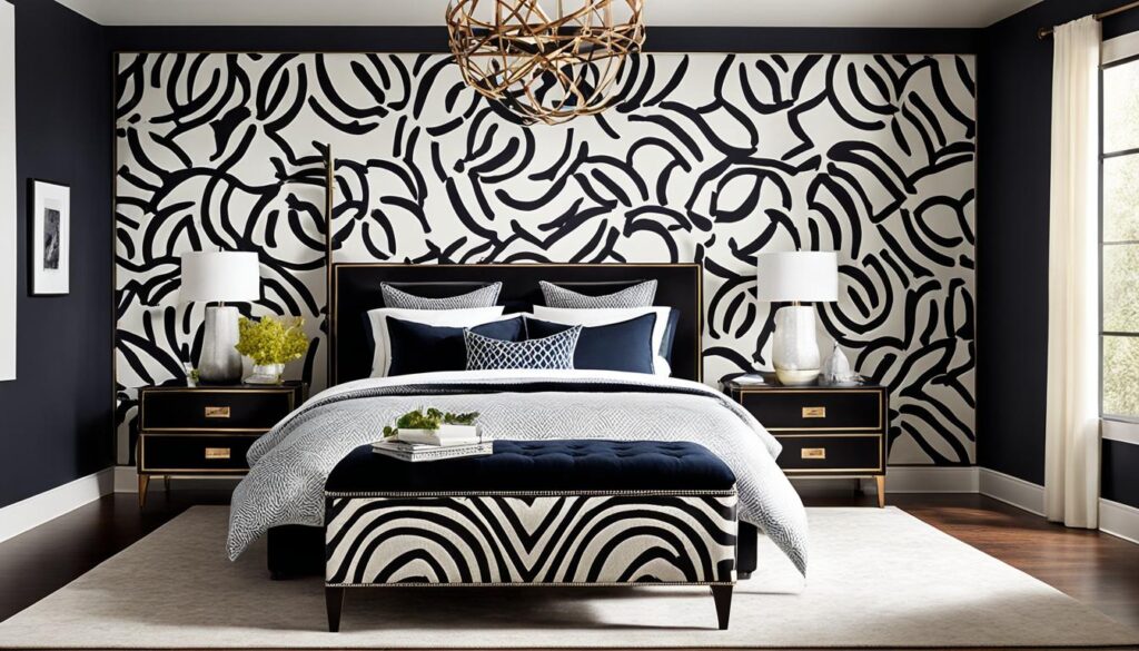 kontrastowe kolory ścian w sypialni
