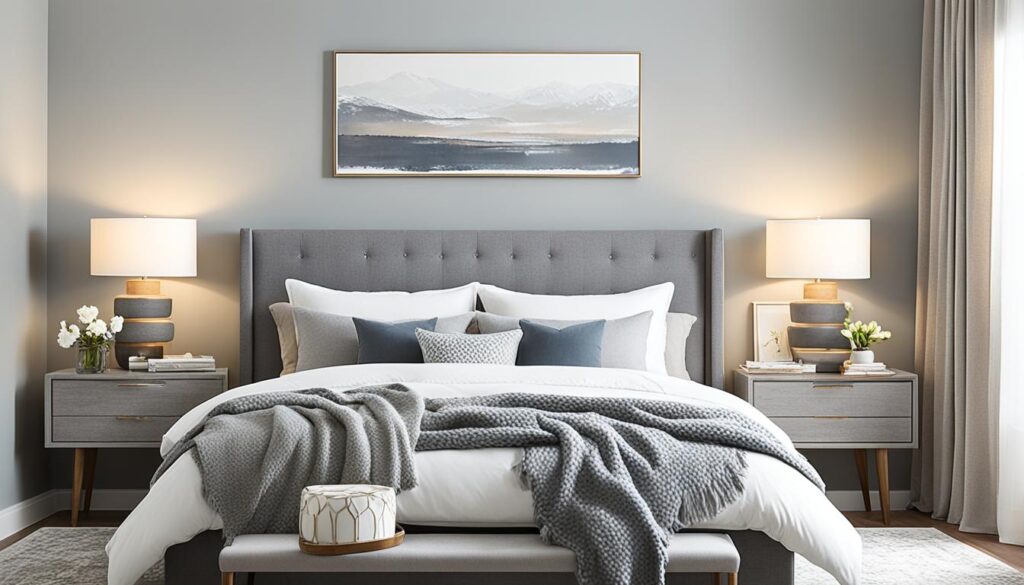 szare meble w sypialni