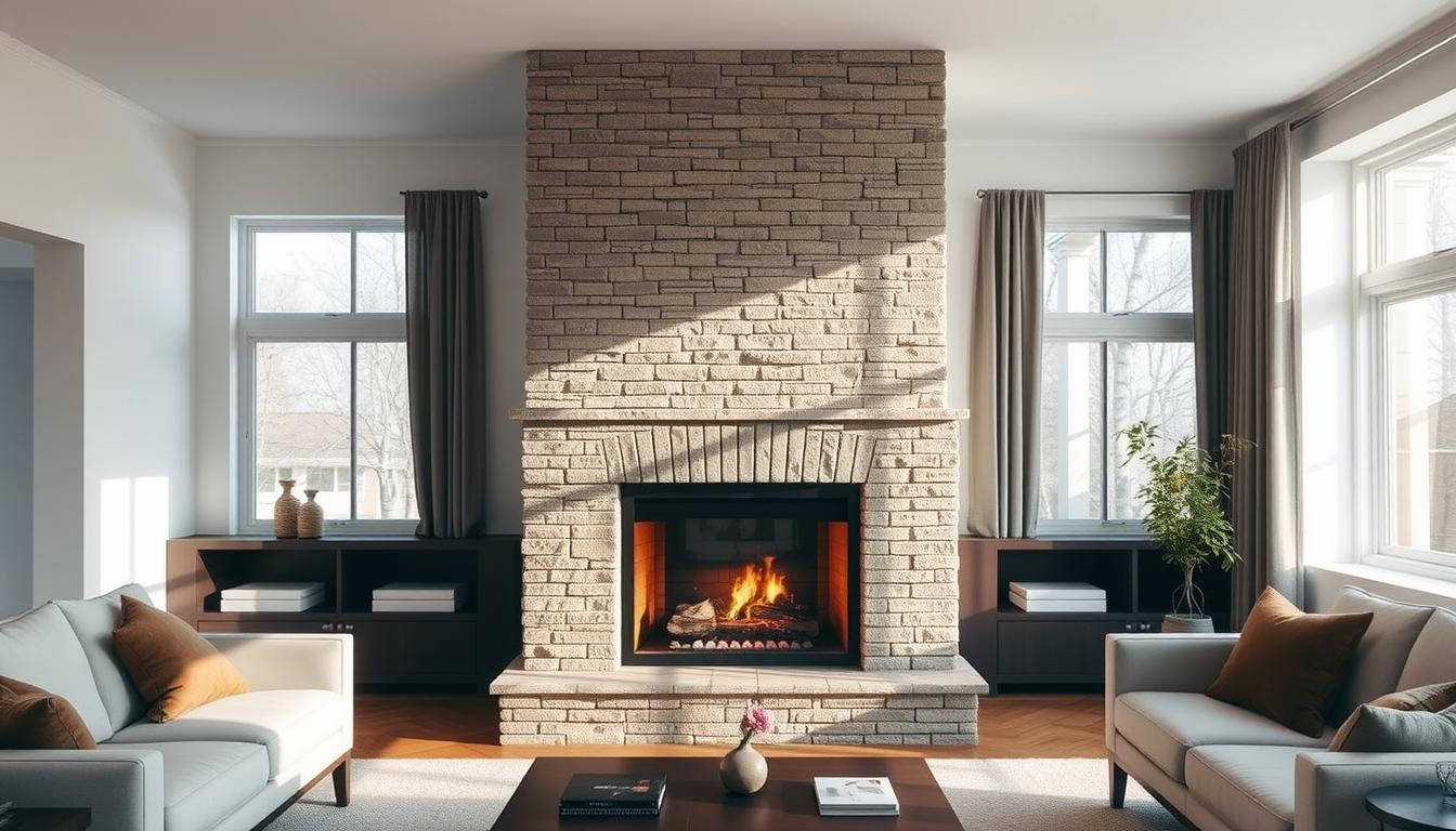 czym obłożyć komin w salonie