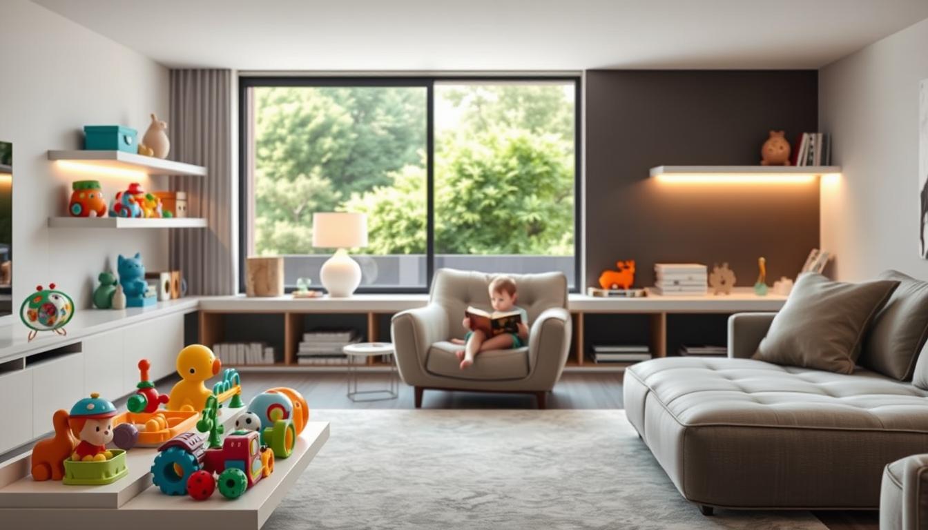 jak przechowywać zabawki w salonie