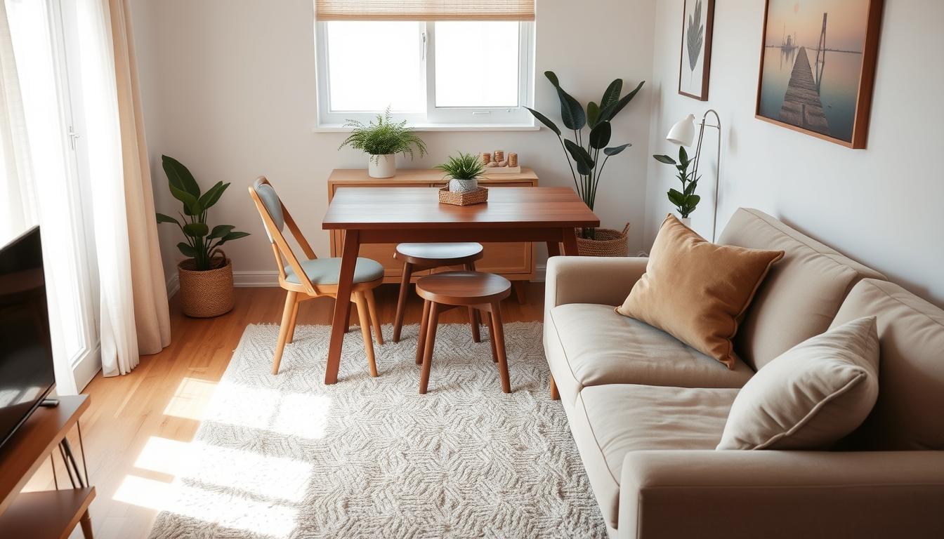 jak zmieścić stół w małym salonie