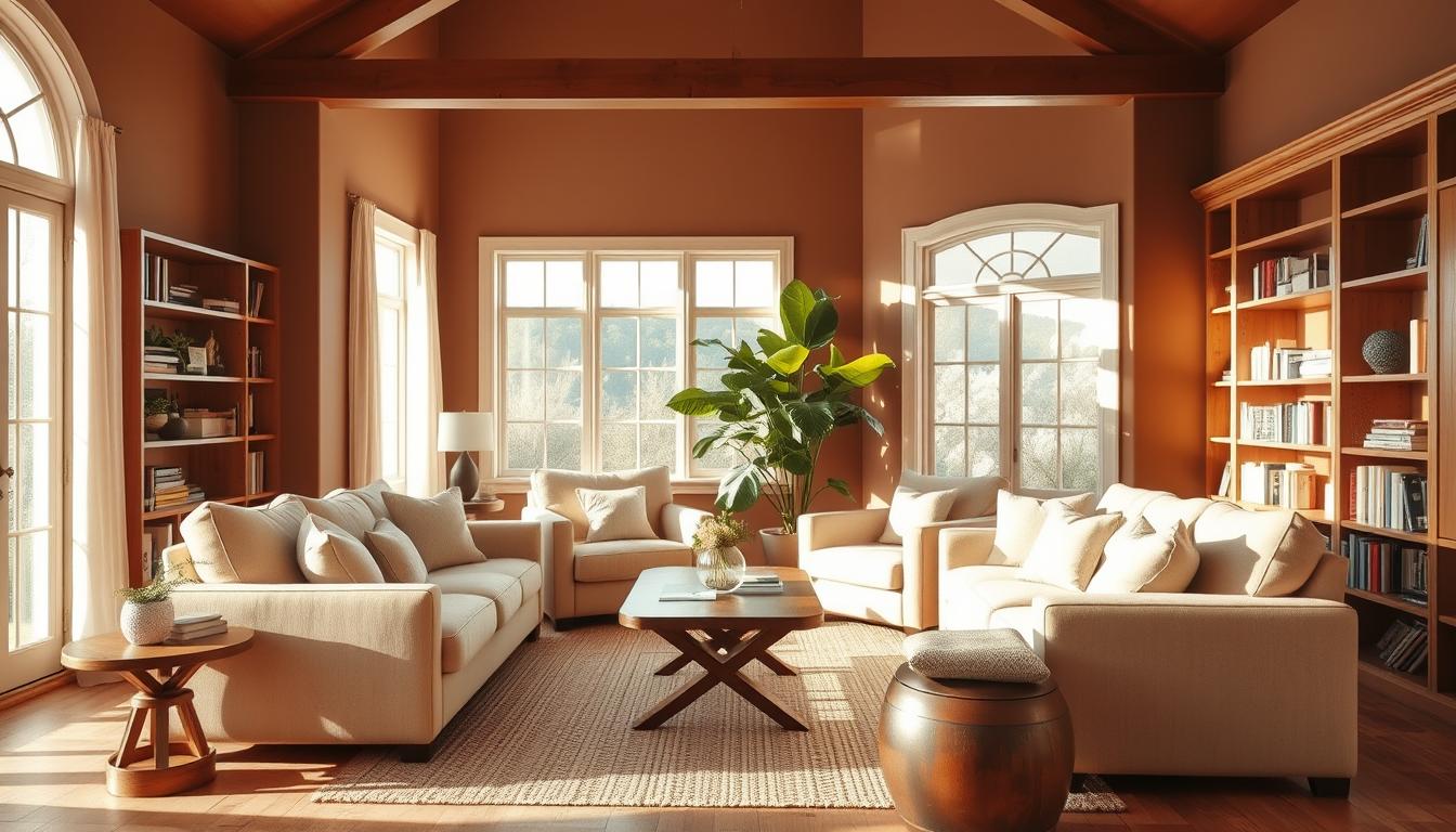 salon w brązach i beżach jakie dodatki