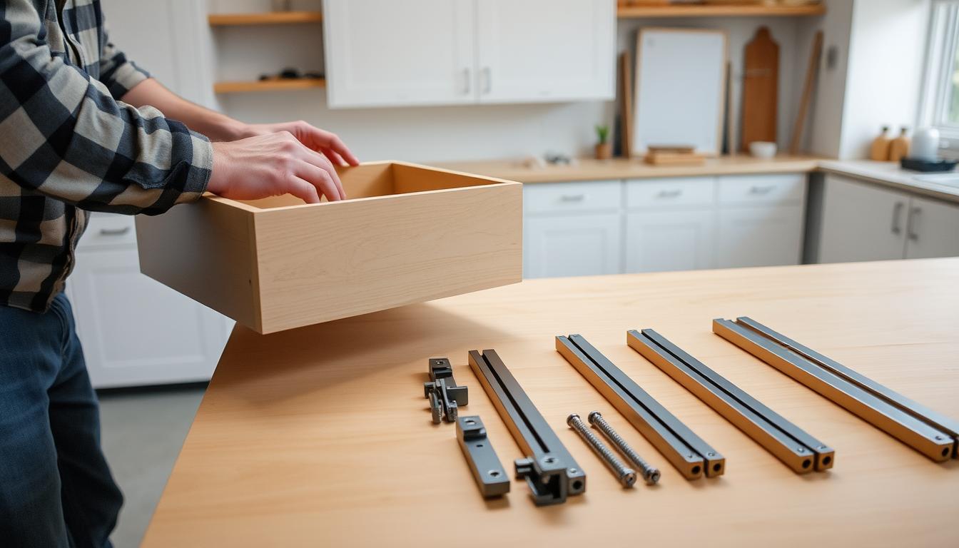 Jak włożyć szufladę na prowadnice Blum