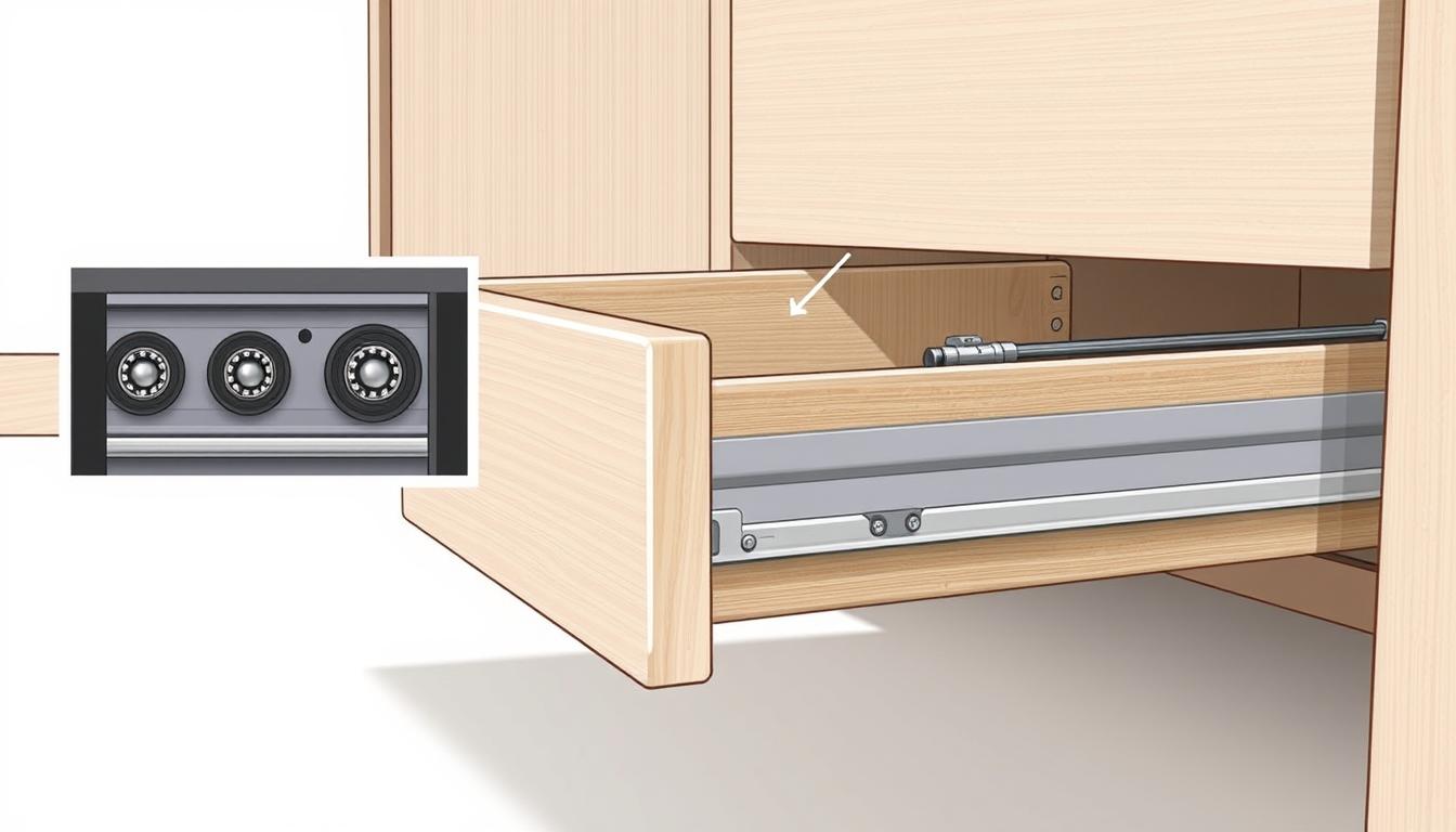 Jak wyjąć szufladę z prowadnicy kulkowej